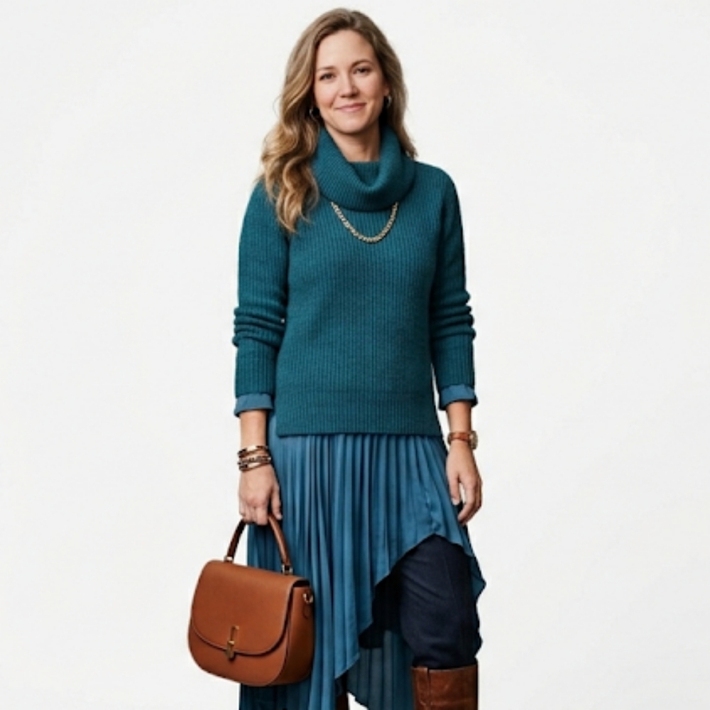 Autograph(M&S) 100% Cashmere Teal Cowl Neck Sweater, XS